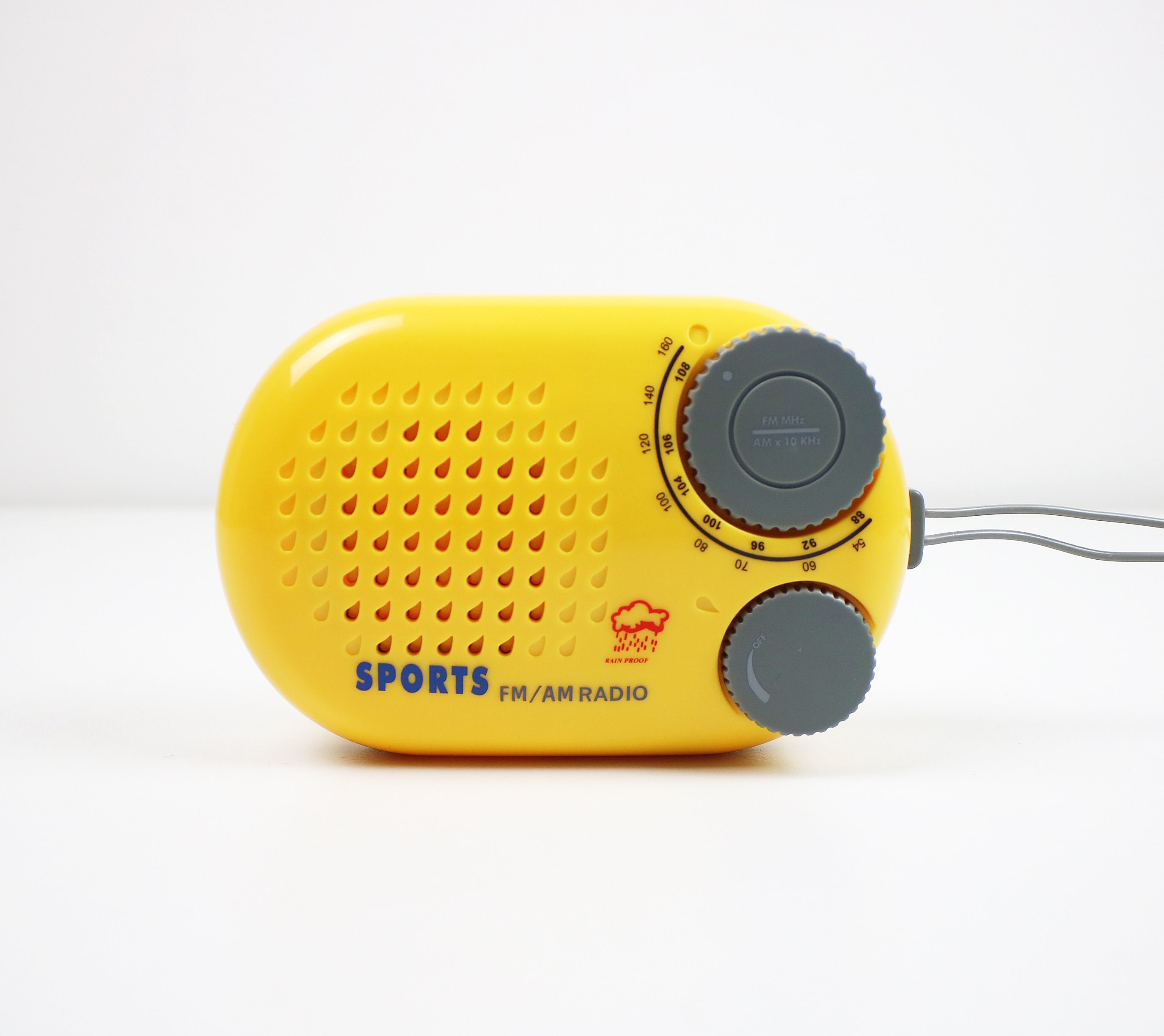 1980s 1990s boxed yellow and grey FM AM sports radio water