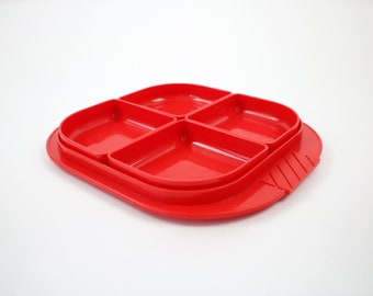 1980s 90s hors d'oeuvres nibbles serving tray in bright red plastic - Dynamic Promotion for Woolworths