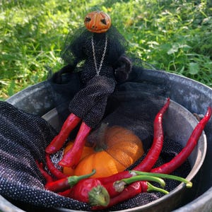 The Pumpkin Glamour - pumpkin hanging doll - pumpkin doll - pumpkin art doll - pumpkin goddess