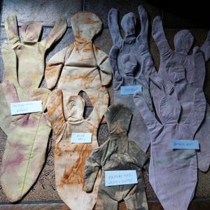 Set of 11 plant dyed intention poppet skins - spell poppet - goddess poppet - witch poppet - wish doll - poppet with pocket - spell doll