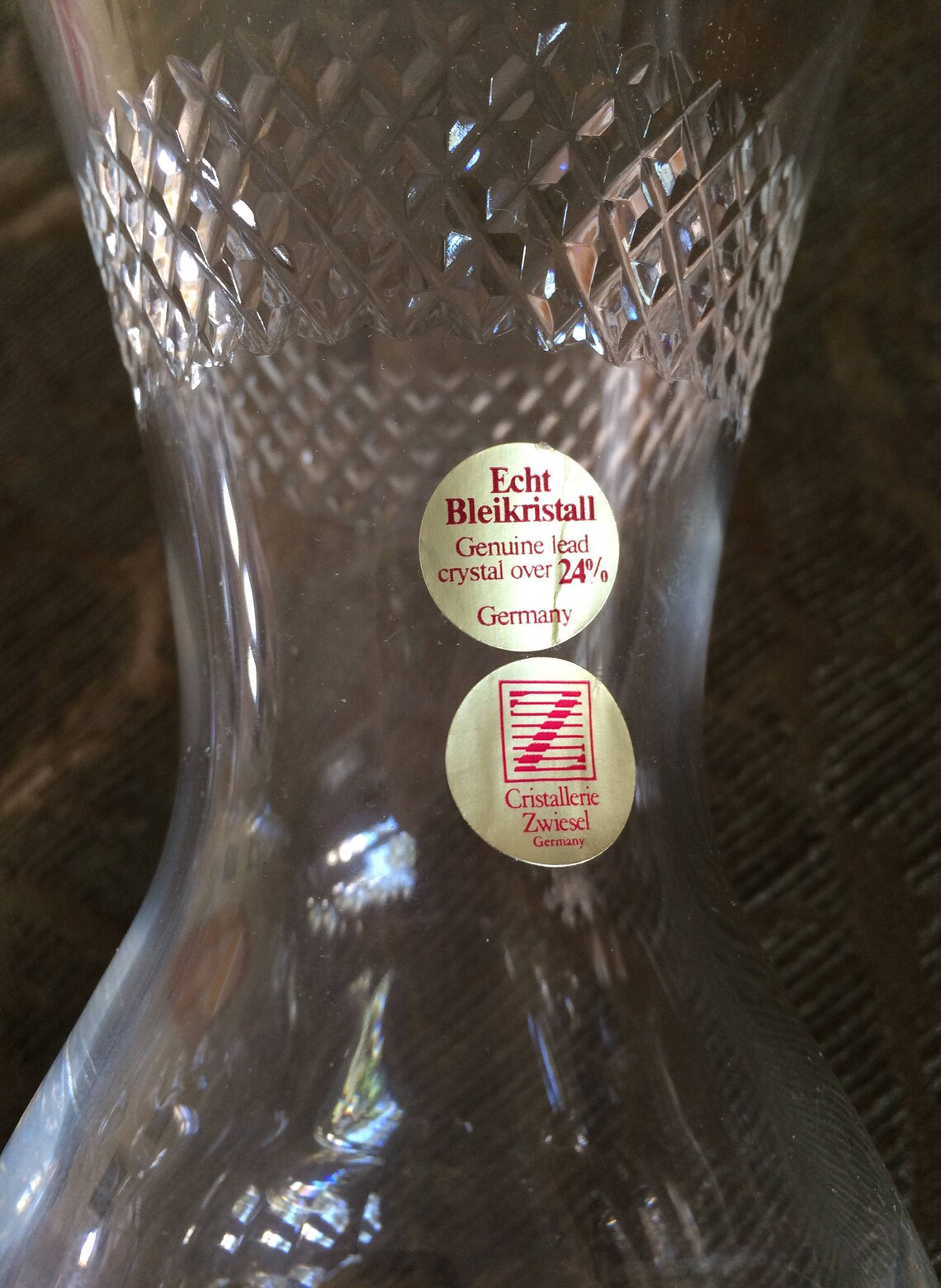 STUNNING Clear Glass GERMAN CRYSTAL vase Etsy