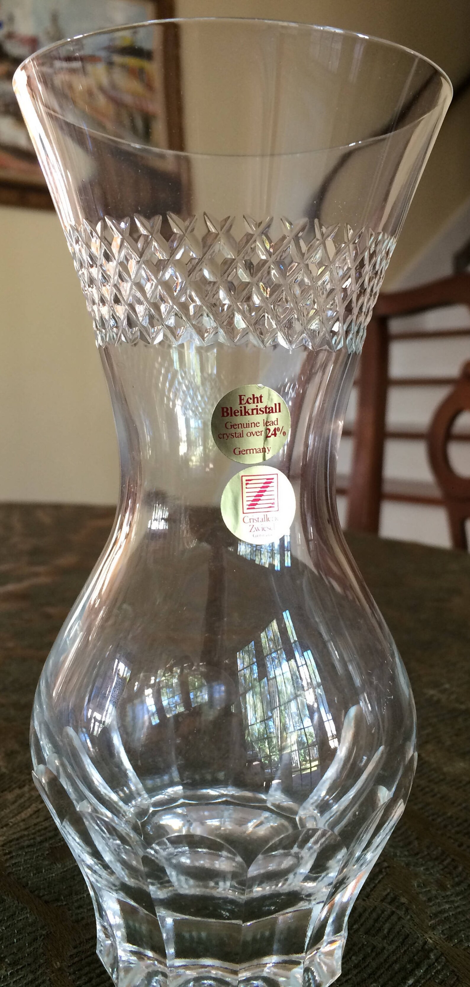 STUNNING Clear Glass GERMAN CRYSTAL vase Etsy