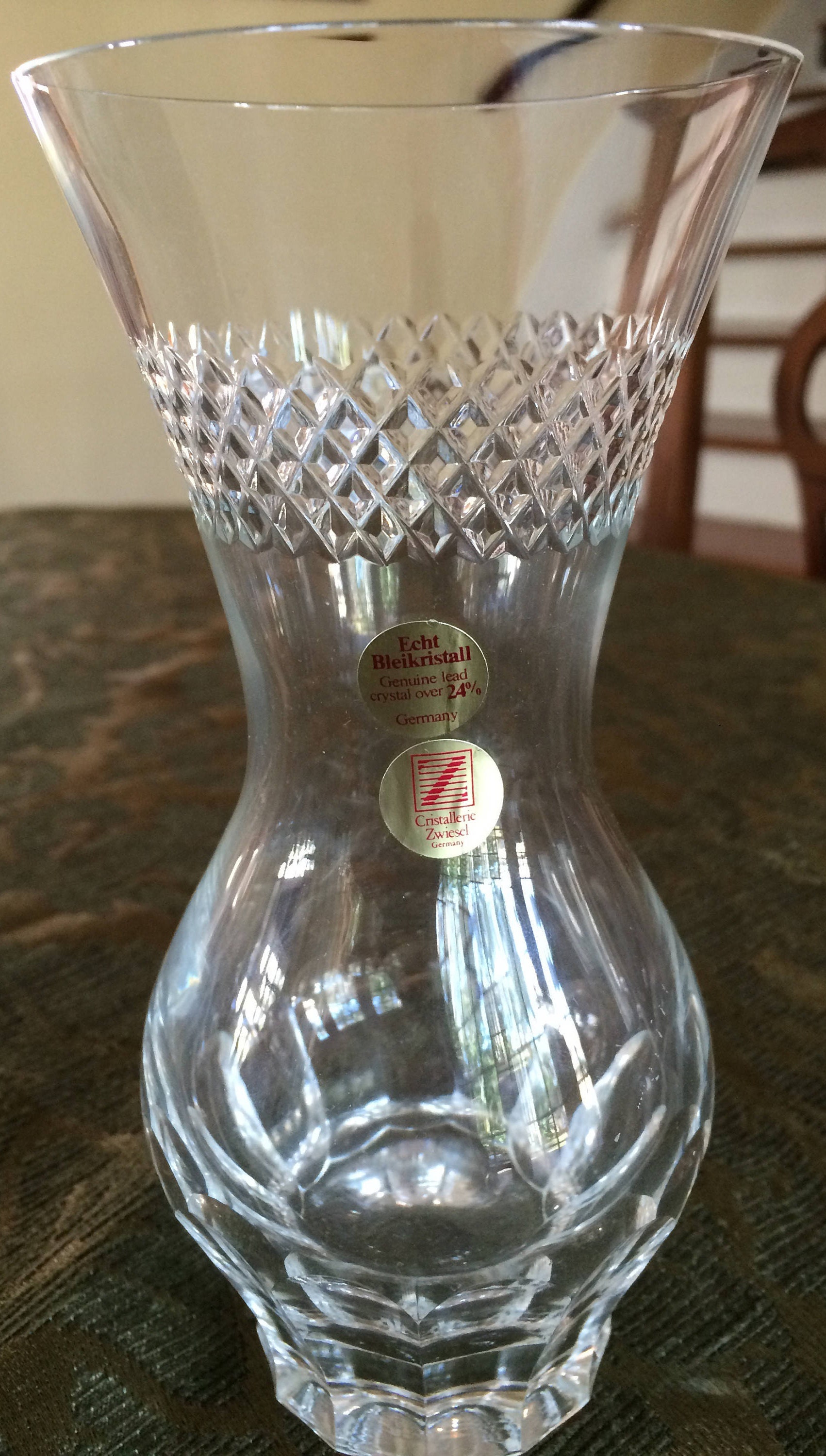 STUNNING Clear Glass GERMAN CRYSTAL vase Etsy