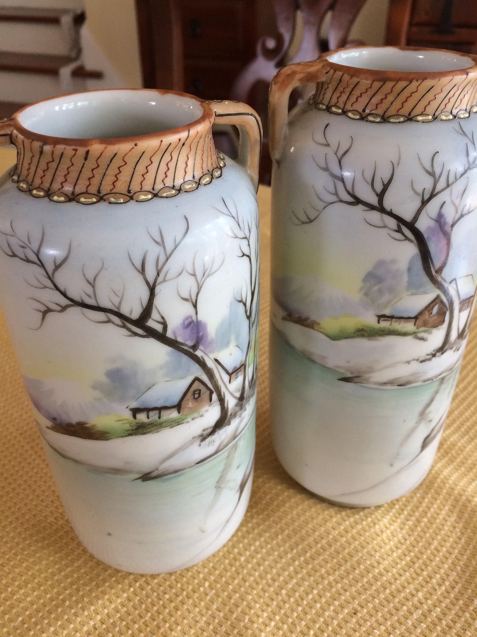 HAND PAINTED NIPPON pair of lovely vintage vases marked Etsy