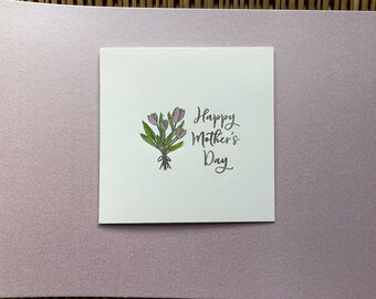 Handmade Mothers Day cards, bouquet of flowers