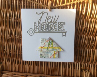 New home Greeting card with map