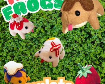 Set de peluches de ranas de fieltro hechos a mano / Peluche decorativo divertido