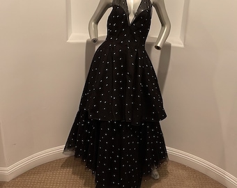 Vestido de noche/baile de salón de tul negro de Jean Louis Scherrer Couture FR 42