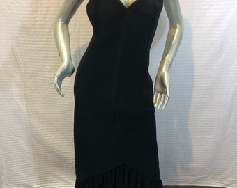 Vintage 1970/'s Long Rose Taft Couture Fashions PInk Rhinestone Maxi Dress Small