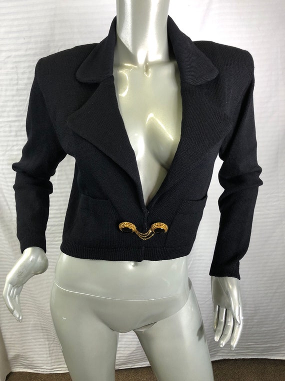 St. John By Marie Gray Vintage Black Knit Cardigan