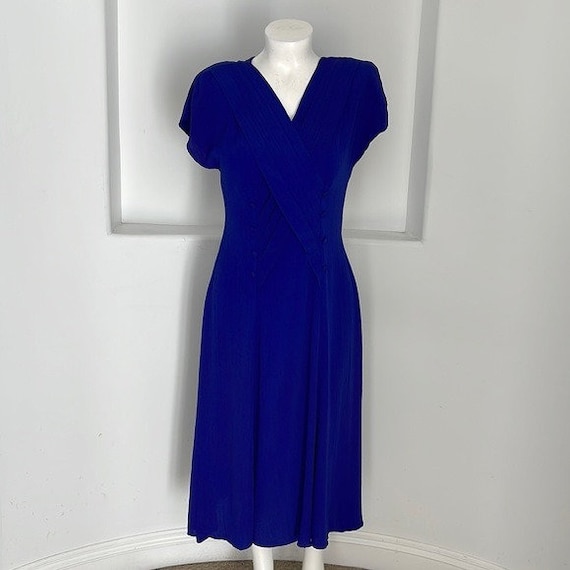 Nina Piccalino Vintage Midi Dress Royal Blue Size… - image 1