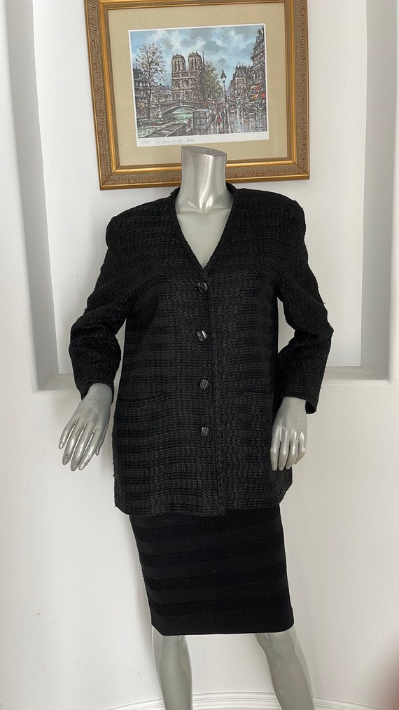 PHYLLIS Tweed Black Blazer Vintage 1980’s - image 7