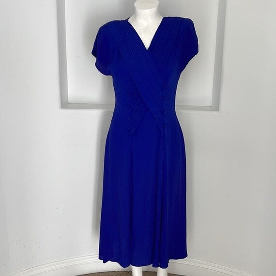 Nina Piccalino Vintage Midi Dress Royal Blue Size… - image 9