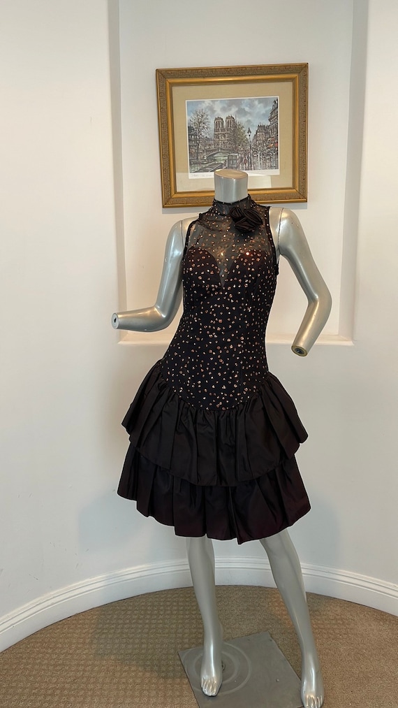 Vintage 1980's Climax Cocktail Dress For David Ho… - image 1