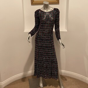 Giorgio Armani 1990’s Iconic Black Multicolor Net Hand Beaded Gown IT 38