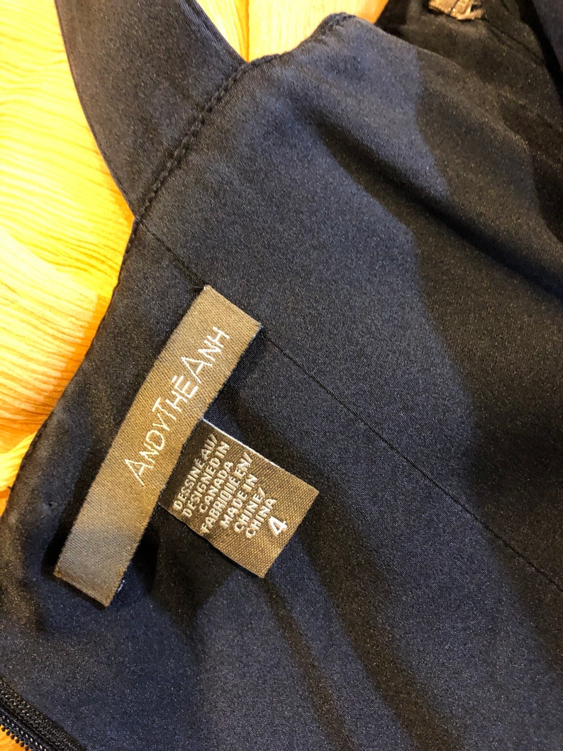 Andy The Anh Fit /& Flare Chiffon YellowBlack Dress Size 4