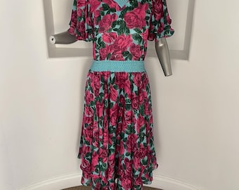 Diane Freis Original Dress Floral Vintage 80’s