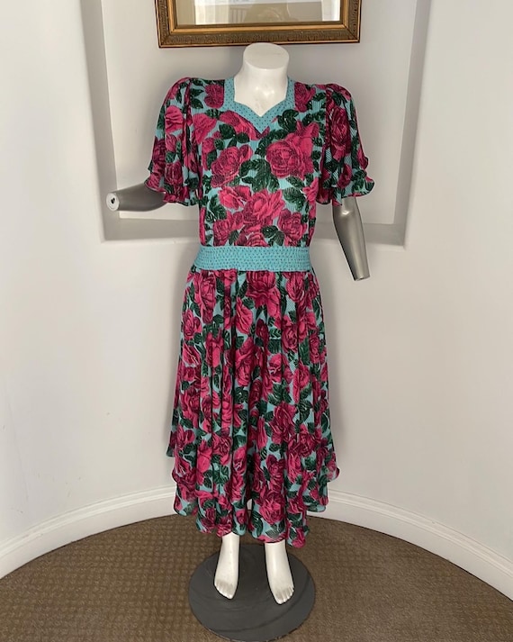 Diane Freis Original Dress Floral Vintage 80’s - image 1