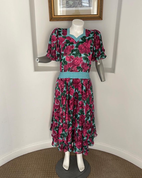 Diane Freis Original Dress Floral Vintage 80’s - image 10