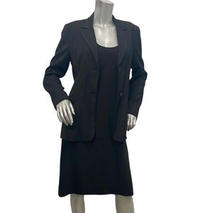 Conjunto de traje BCBG Max Azria, blazer texturizado negro, vestido tubo, estilo vintage, talla 8/9. imagen 1