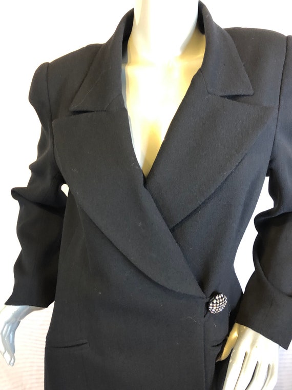 I. MAGNIN Vintage Black Wool Jacket/Coat David Ha… - image 3