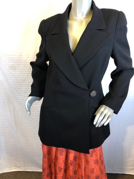 I. MAGNIN Vintage Black Wool Jacket/Coat David Ha… - image 2