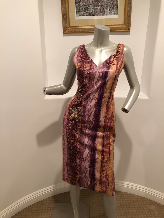 Vintage 1990’s Mandalay Dress Faux Snake Skin Size