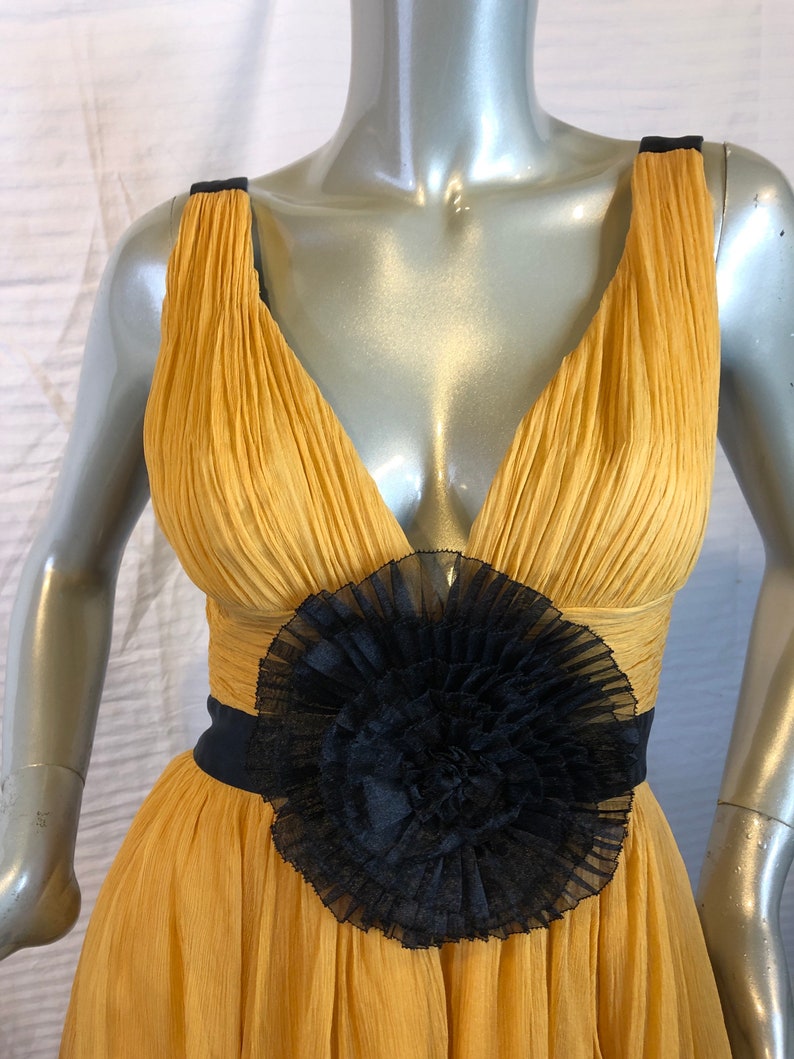 Andy The Anh Fit /& Flare Chiffon YellowBlack Dress Size 4