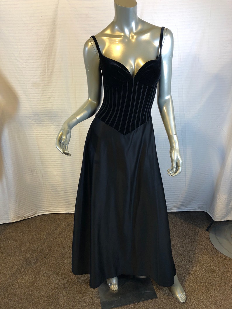 TADASHI SHOJI Strapless Vintage EveningFormal Black Maxi Dress Size 4