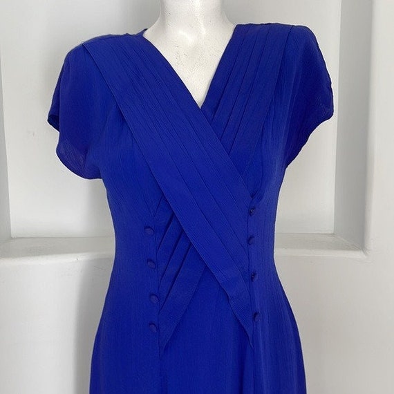 Nina Piccalino Vintage Midi Dress Royal Blue Size… - image 5