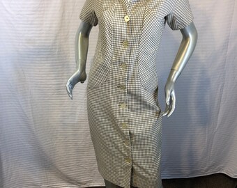 IVAN FREDERICS Of California Vintage 60's Houndstooth Shirt Dress SIZE 8