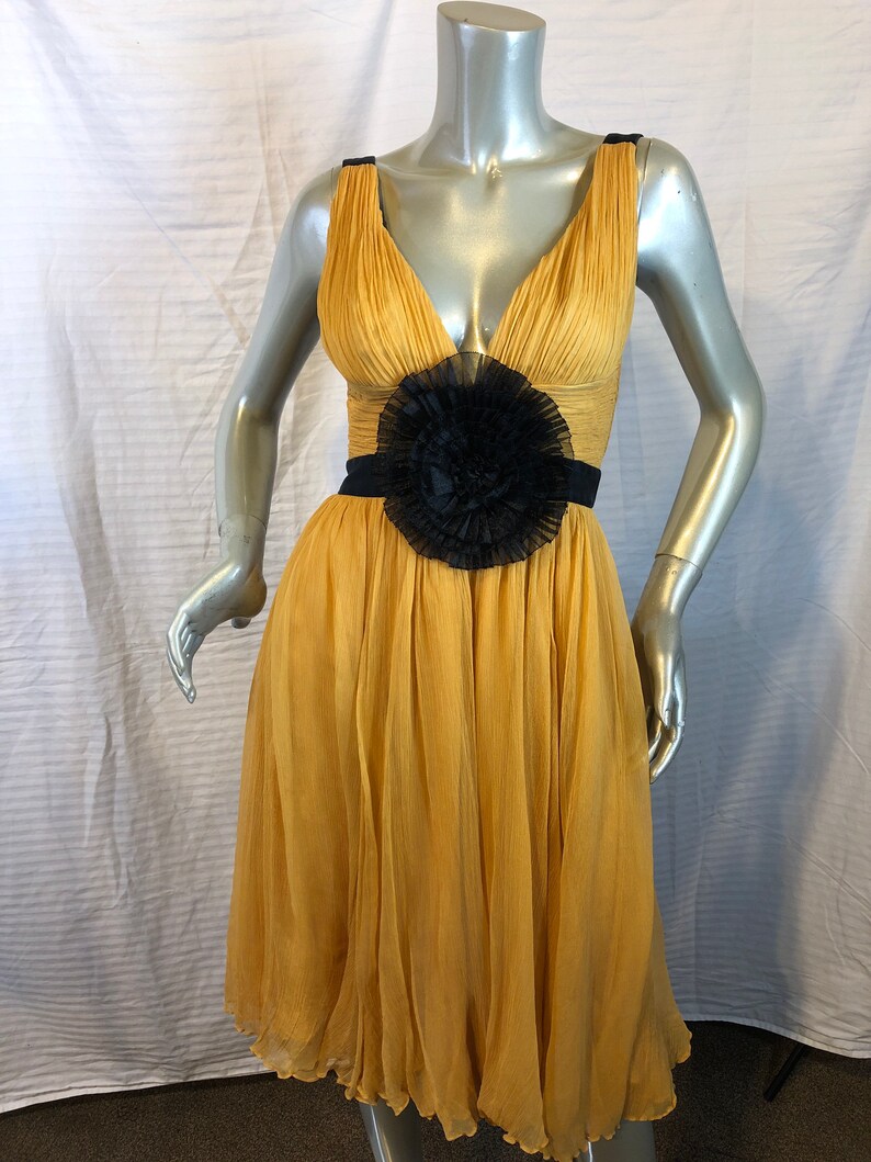 Andy The Anh Fit /& Flare  Chiffon YellowBlack Dress Size 4