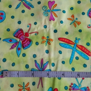 Dragon Fly Screen Print - Quilt/Craft Fabric - Vintage - 1/2 Yd.