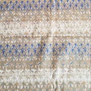 Woodblocks By Hoffman Quilt/Craft Fabric - Small Print - Gold Metallic  Embossed - Vintage - 1/2 Yd