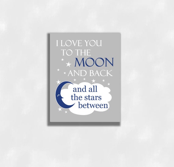 Canvas Navy Blue Baby Boy Nursery Wall Art Prints I Love You
