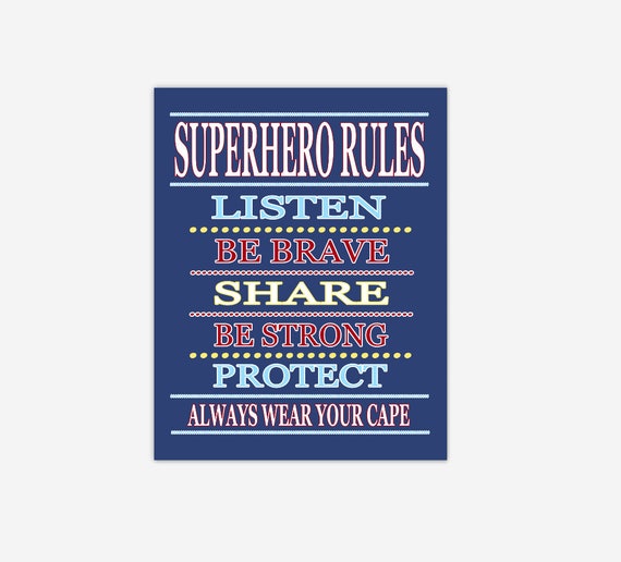 Canvas Superhero Boys Bedroom Wall Art Blue Red Gray