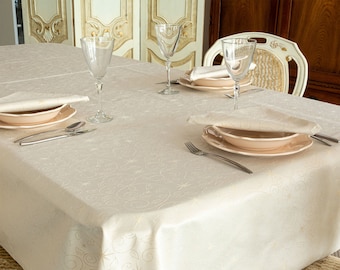 Top Quality Christmas Tablecloth – Anti Stain Resistant Treatment - Gold Stars