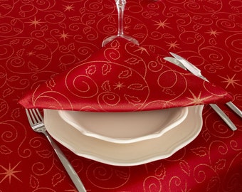 Top Quality Christmas Stars Napkins - Anti Stain Proof Resistant - Pack of 6 units - Red