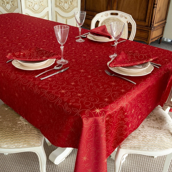 Nappe d'étoiles de Noël de qualité supérieure - Traitement anti-taches - Rouge