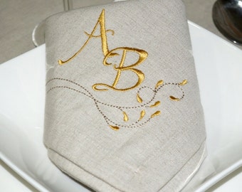 Luxury Personalized Monogram Linen Napkins - Pack of 6 units