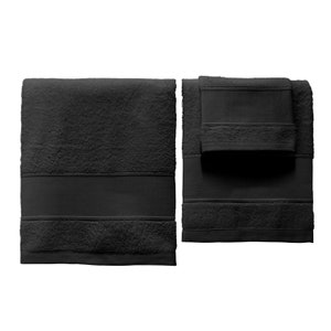 Ensemble de bain personnalisé monogramme Drap de bain, Essuie main, Serviette invité Réf. Chenille Noir