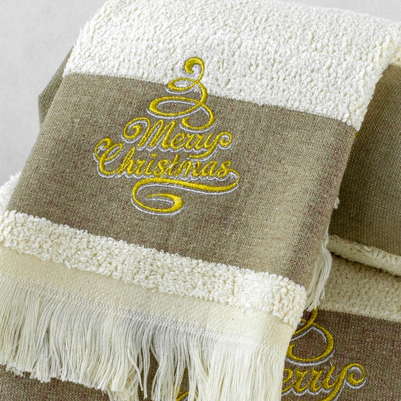 Top Quality Beige Xmas Bath Towels Set Ref. Linen Christmas - Etsy