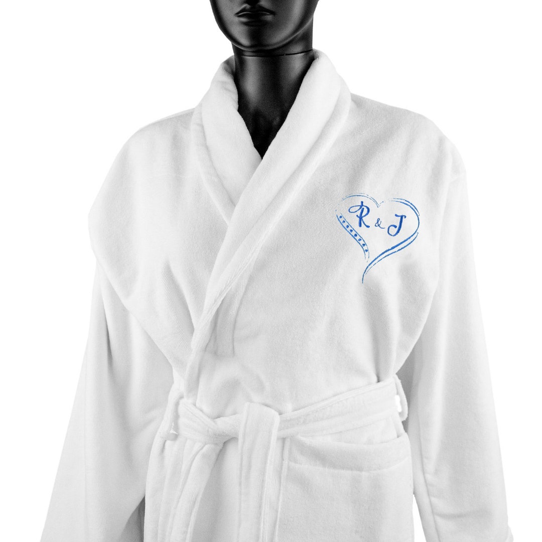 Sentimental Robe Laminated Robe - Personalized Blue Heart With Monogram - Etsy