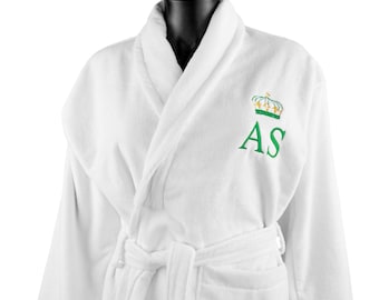 Laminated Bathrobe - Personalized Monogram Crown green