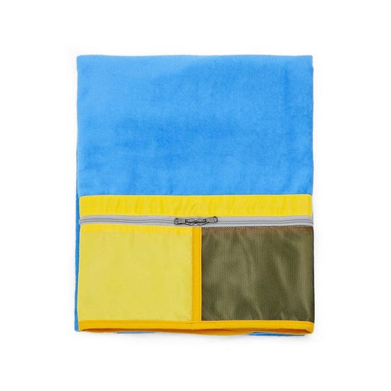 Large Beach Towel with Zipped Pocket - 100% Cotton - Size 100cm x 180cm (39" x 71")