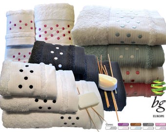 Spots Bath Towels 3-4-6 Pieces Set Bath Sheet, Hand Towel, Guest Towel - Multi colours