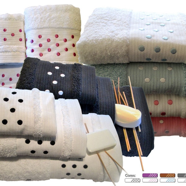 Spots Bath Towels 3-4-6 Pieces Set Bath Sheet, Hand Towel, Guest Towel - Multi colours