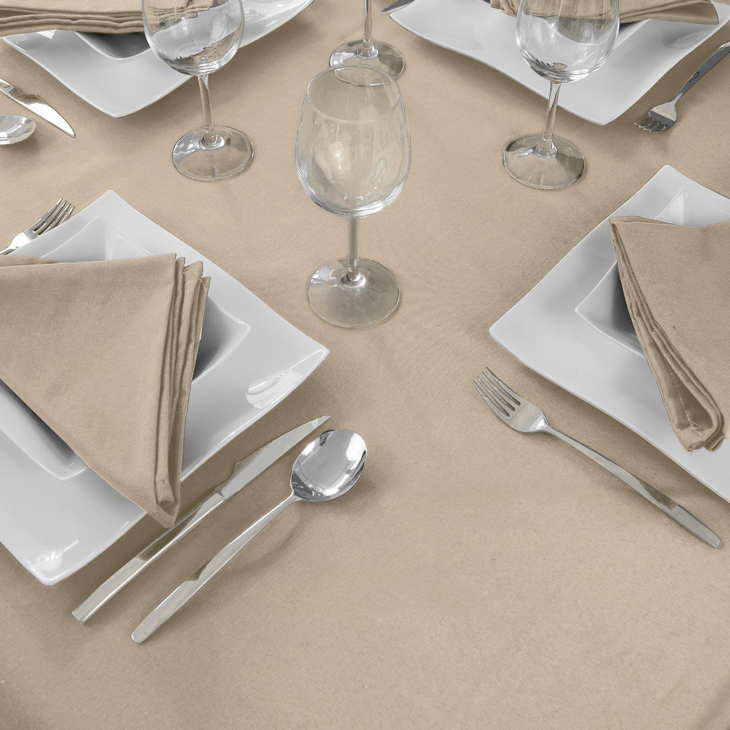 Pack of 6 Smooth anti-stain table napkins - Taupe