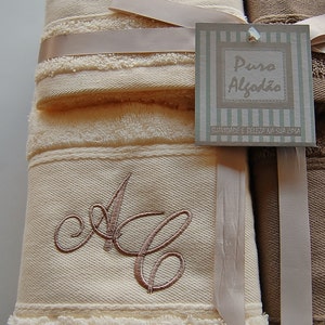 Personalized Monogram Bath Set Bath sheet, Hand towel, Guest towel Ref. Chenille image 2