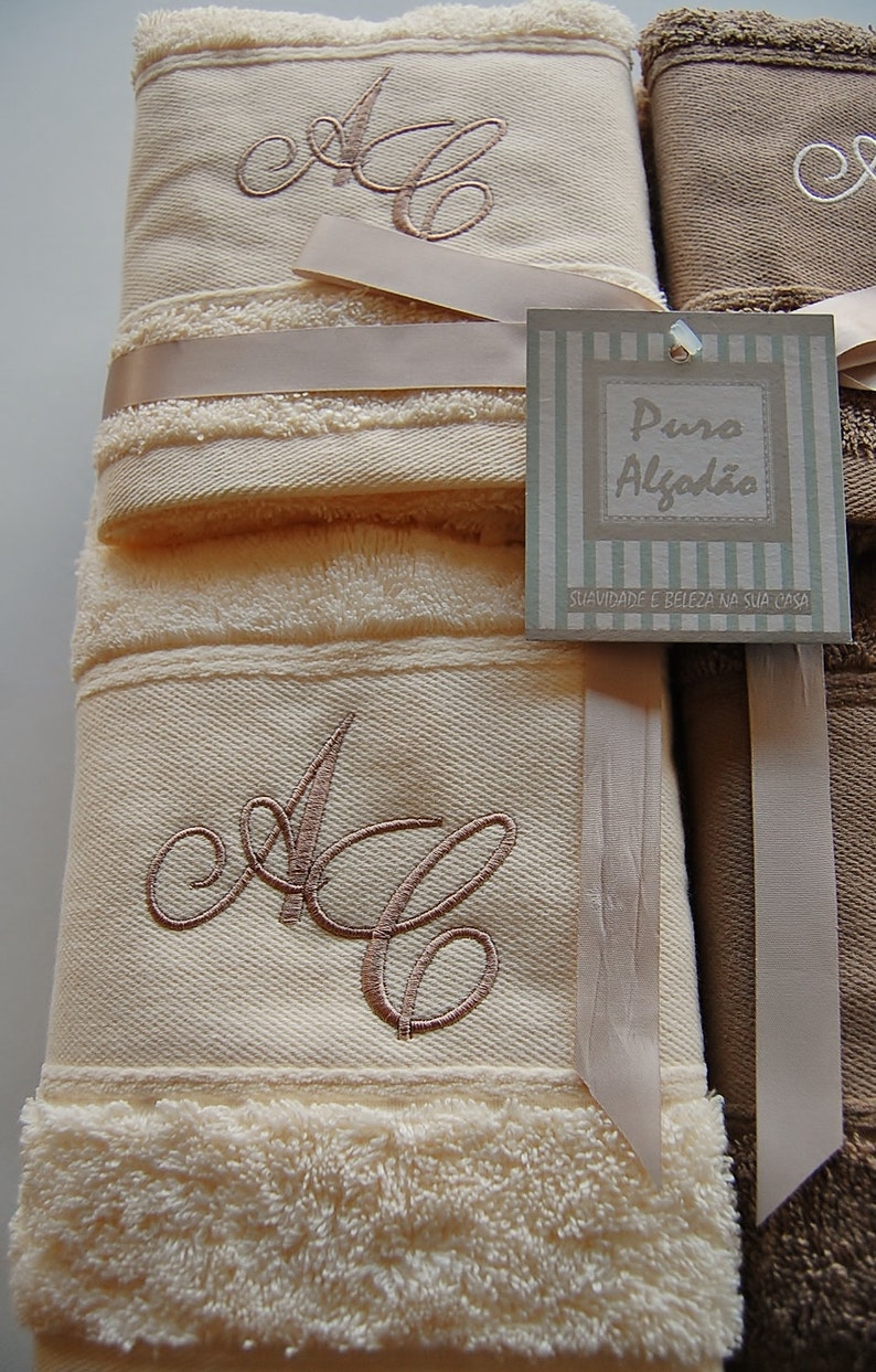 Personalized Monogram Bath Set Bath sheet, Hand towel, Guest towel Ref. Chenille image 2